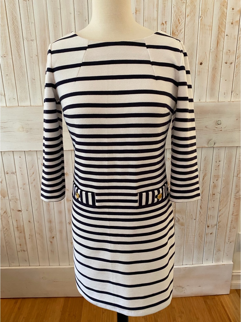 Lilly Pulitzer Navy and White Striped Boatneck Dress